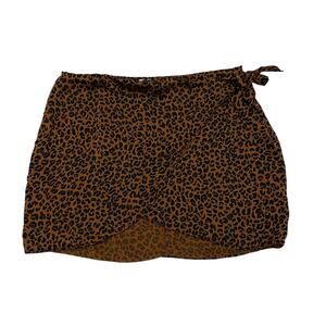 Good American Faux Wrap Mini Skirt - Chia Leopard - 5 (2XL)